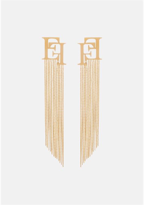 Gold women's earrings with crossed Es and hanging fringe ELISABETTA FRANCHI | OR29M41E2U95